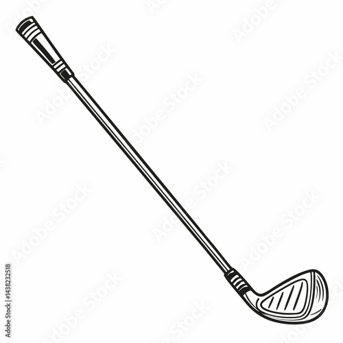 Vector black golf club icon. Game equipment. Professional sport, classic golf club for official competitions and tournaments. Isolated illustration.