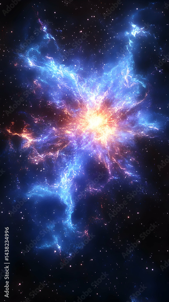 Fototapeta premium A celestial explosion of light and color against the backdrop of space Shimmering stars everywhere