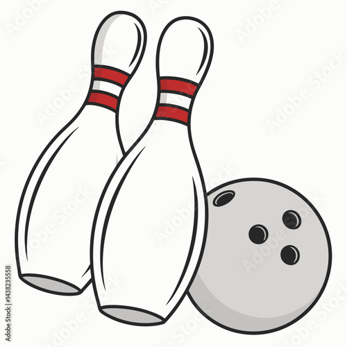 Bowling pins and ball icon vector. Three bowling pins with a ball icon isolated on a white background. Bowling skittles vector