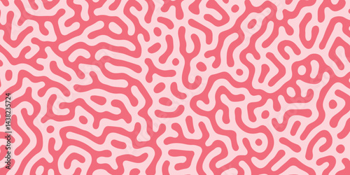 Reaction diffusion organic pattern. Black and white line doodle seamless pattern. Creative minimalist style art background. organic vector backdrop. Turing texture, Coral maze, Vector illustration. 3d