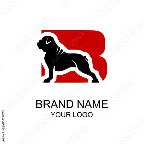 logo B with Bulldog - vector illustration