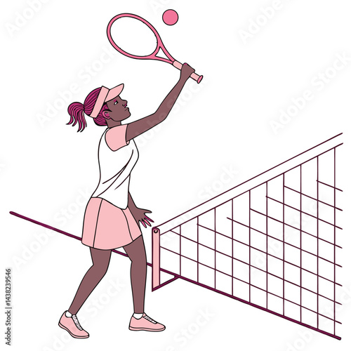 female-tennis-player-holding-racket-with-pink-grip vector image on white background