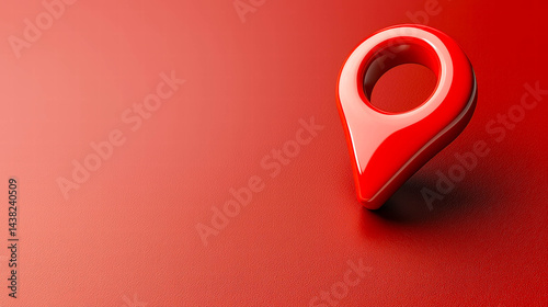 Obraz na płótnie Red GPS pin on smooth surface, symbolizing location and navigation. vibrant color and simple design evoke sense of modernity and clarity w salonie