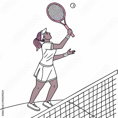 female-tennis-player-holding-racket-with-pink-grip vector image on white background
