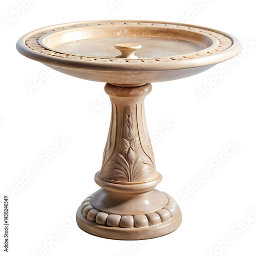 Elegant Stone Bird Bath for Garden Decor isolated on transparent background