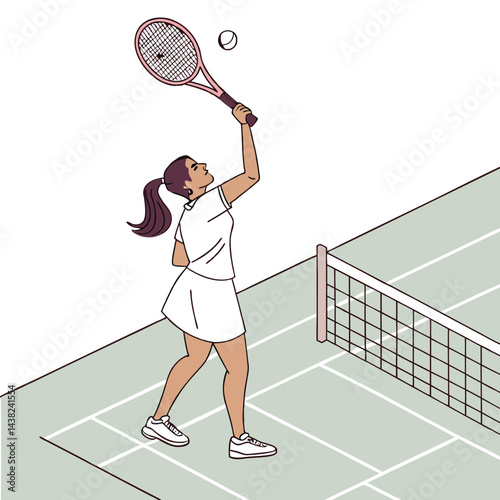 female-tennis-player-holding-racket-with-pink-grip vector image on white background