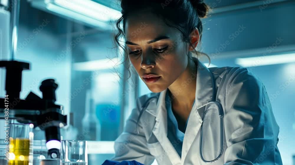 Scientist conducting experiments in modern laboratory setting Scientist conducting experiments in modern laboratory setting
