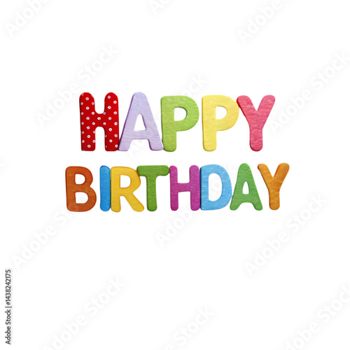 Colorful Happy Birthday Wishes Image isolated on transparent background