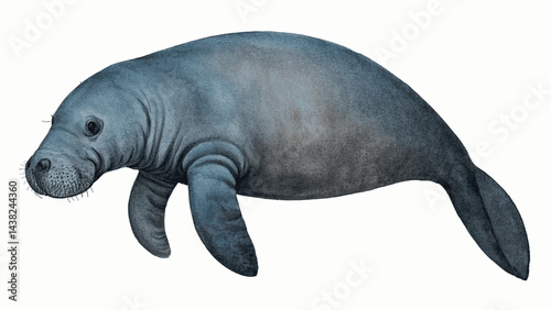 Liquid Light: Gentle Submersion manatee isolated watercolor vector illustration svg 
