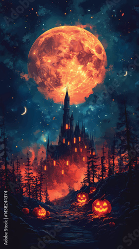  Starry Night over Haunted Pumpkin Lane.