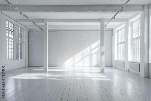 Modern Scandinavian and minimalist living room interior. White empty room. Scandinavian interior design. Home Nordic interior.