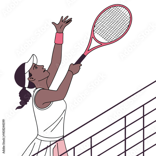 female-tennis-player-holding-racket-with-pink-grip vector image on white background