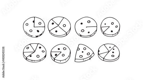 Pizza stone set line art