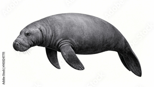 Aquatic Ballet: seagrass serenade manatee isolated watercolor vector illustration svg 