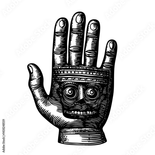 Palmistry hand engraving fortune plate chiromancy design