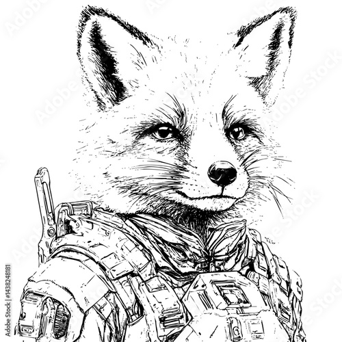 Furry fox character portrait alert eyes clean cartoon