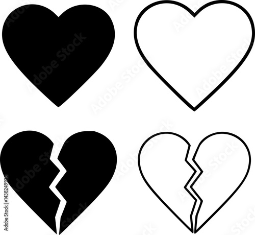 a black and white vector logo silhouette of a set of four hearts