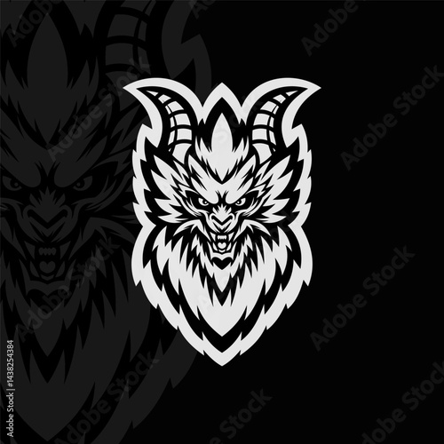 Dragon mascot esport illustration character, black white