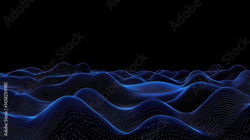 Obraz na płótnie blue fluid data terrain w salonie