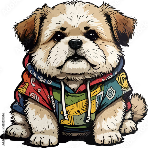 Cute Dog Wearing Hoodie