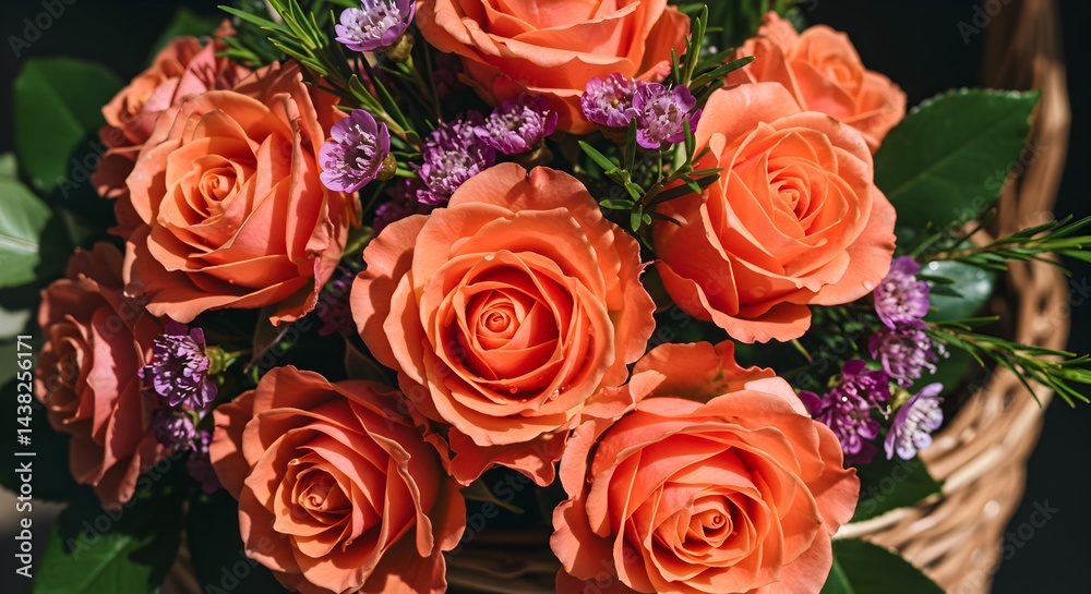 Vibrant Orange Rose Bouquet A Stunning Floral Arrangement in a Woven Basket