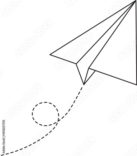 Paper plane with dotted trace icon. Paper airplane, Flying plane on white background. Vector illustration.