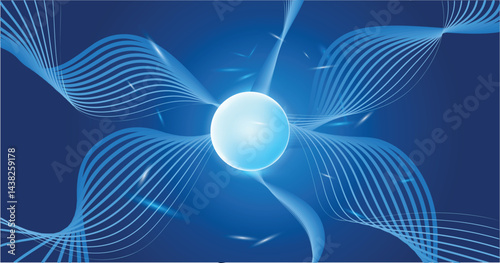 Futuristic Glowing Particles in Quantum Field Illustration in Vector Art