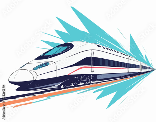 High-Speed Train Vector Illustration with Motion Blur Effect, Ideal for Transportation Industry Websites and Modern Logistics Presentations.