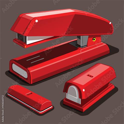 red stapler isolated on white background