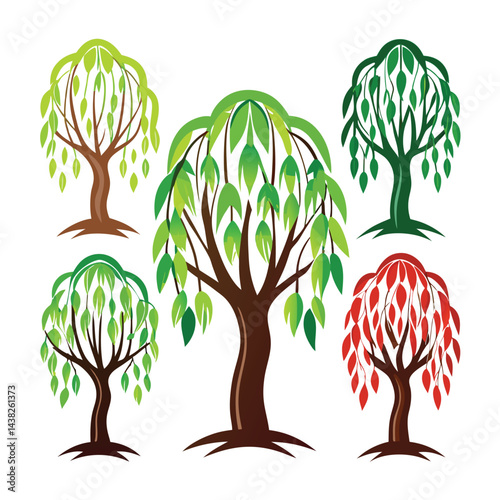 Willow trees icon on white background 