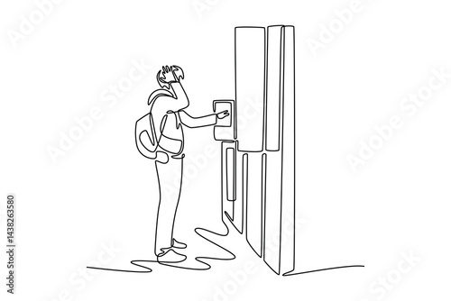 Travel locker concept. Single line draw design. Vector graphic illustration