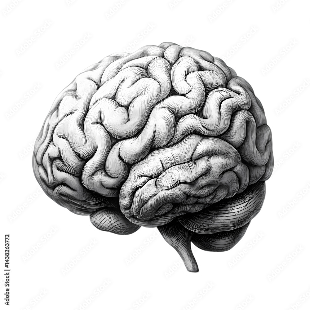 Naklejka premium Human Brain Anatomy A Detailed Visual Guide isolated on transparent background