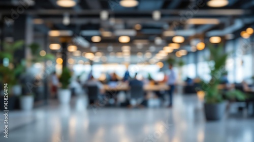 Wallpaper Mural Blurred Interior View of a Modern Open Office Workspace Setting Torontodigital.ca