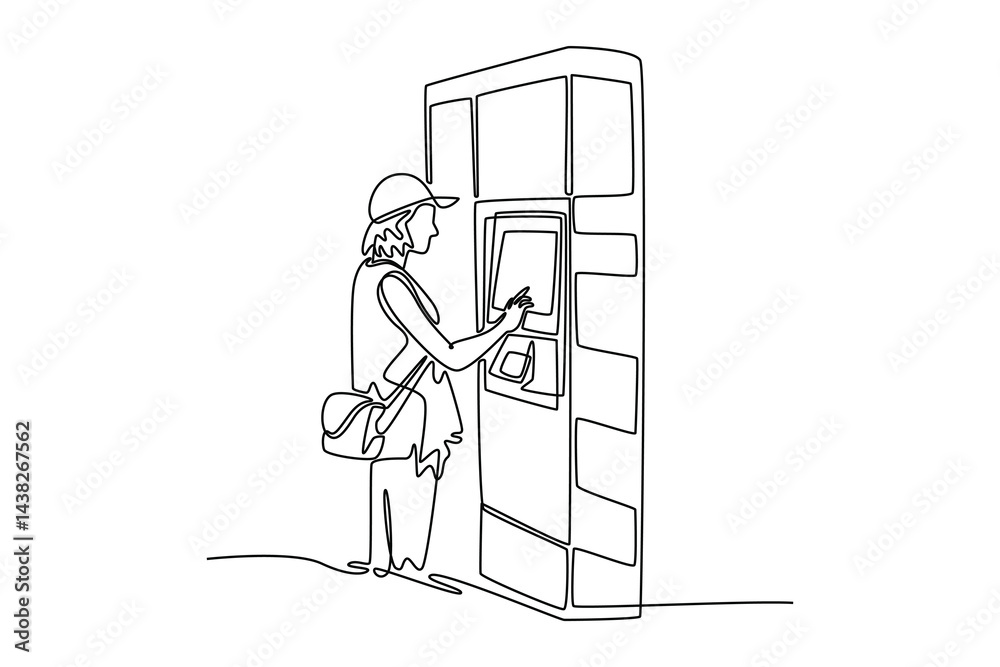 Travel locker concept. Single line draw design. Vector graphic illustration Travel locker concept. Single line draw design. Vector graphic illustration