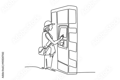 Travel locker concept. Single line draw design. Vector graphic illustration