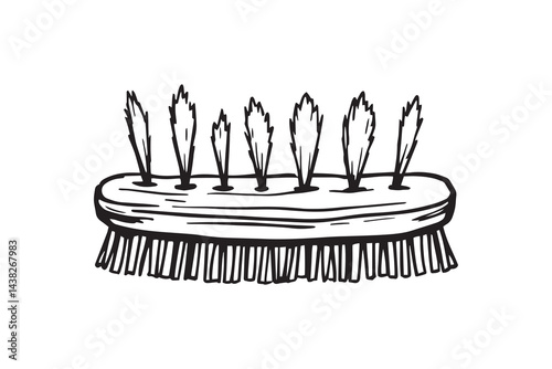 Scrub brush line art