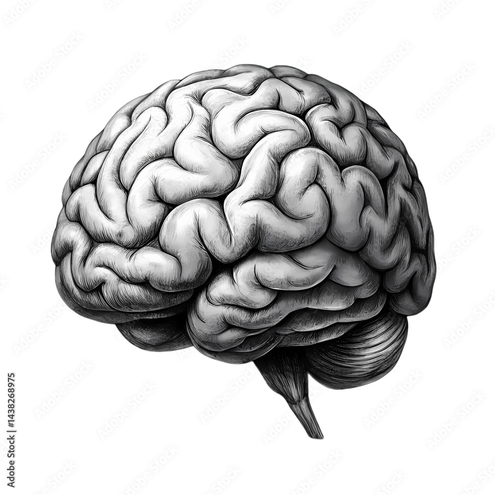 Naklejka premium Human Brain Anatomy Illustration isolated on transparent background