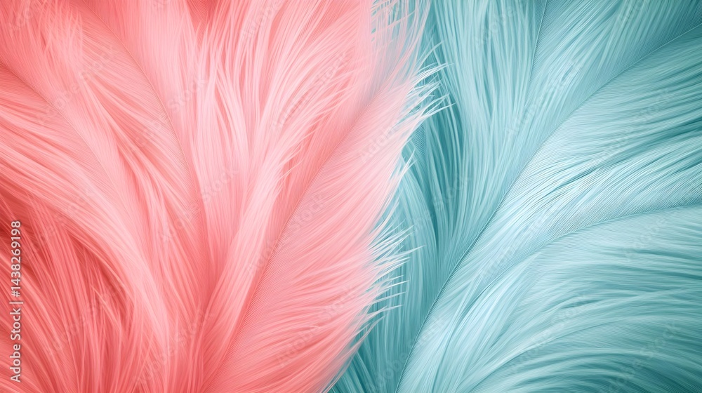 Fototapeta premium Vertical Pink and Muted Teal Gradients with Soft Feather Textures