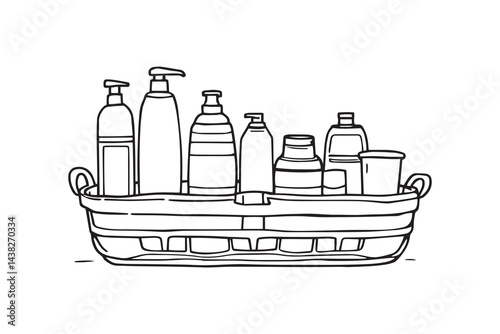 Shower caddy set line art