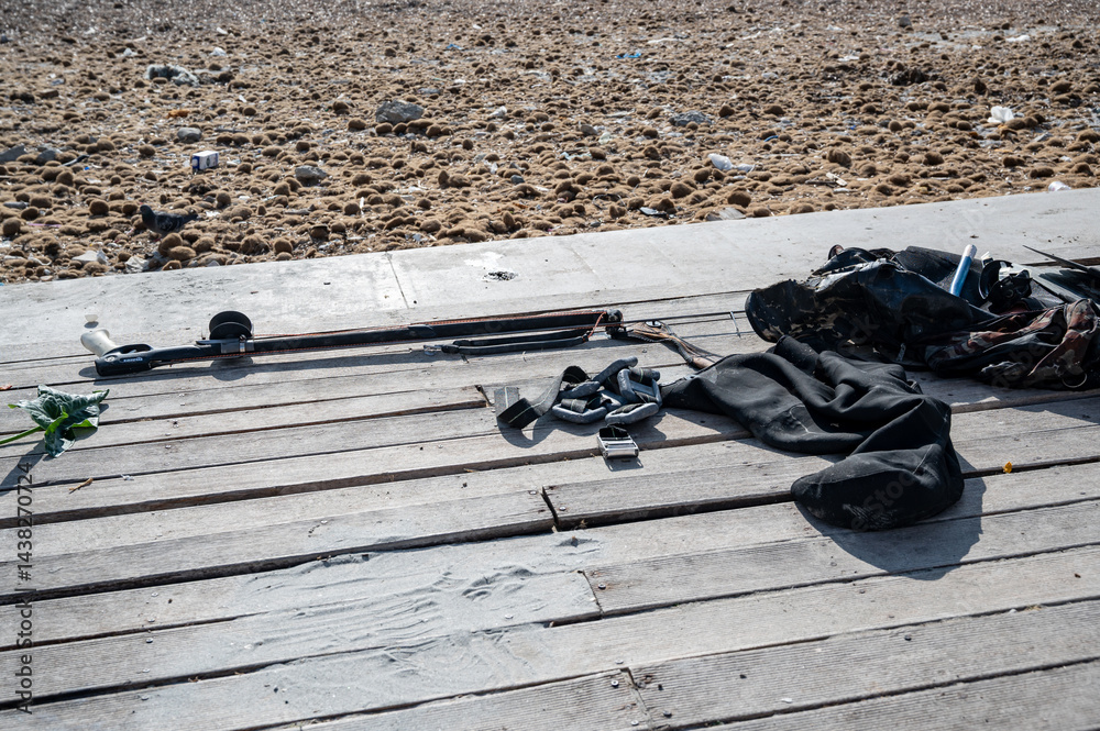 Fishing gear on the seashore