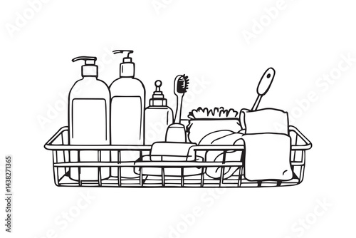 Shower caddy set line art
