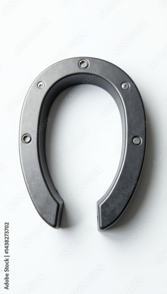 Classic horseshoe magnet, metallic grey, isolated on white , grey, detail Classic horseshoe magnet, metallic grey, isolated on white , grey, detail