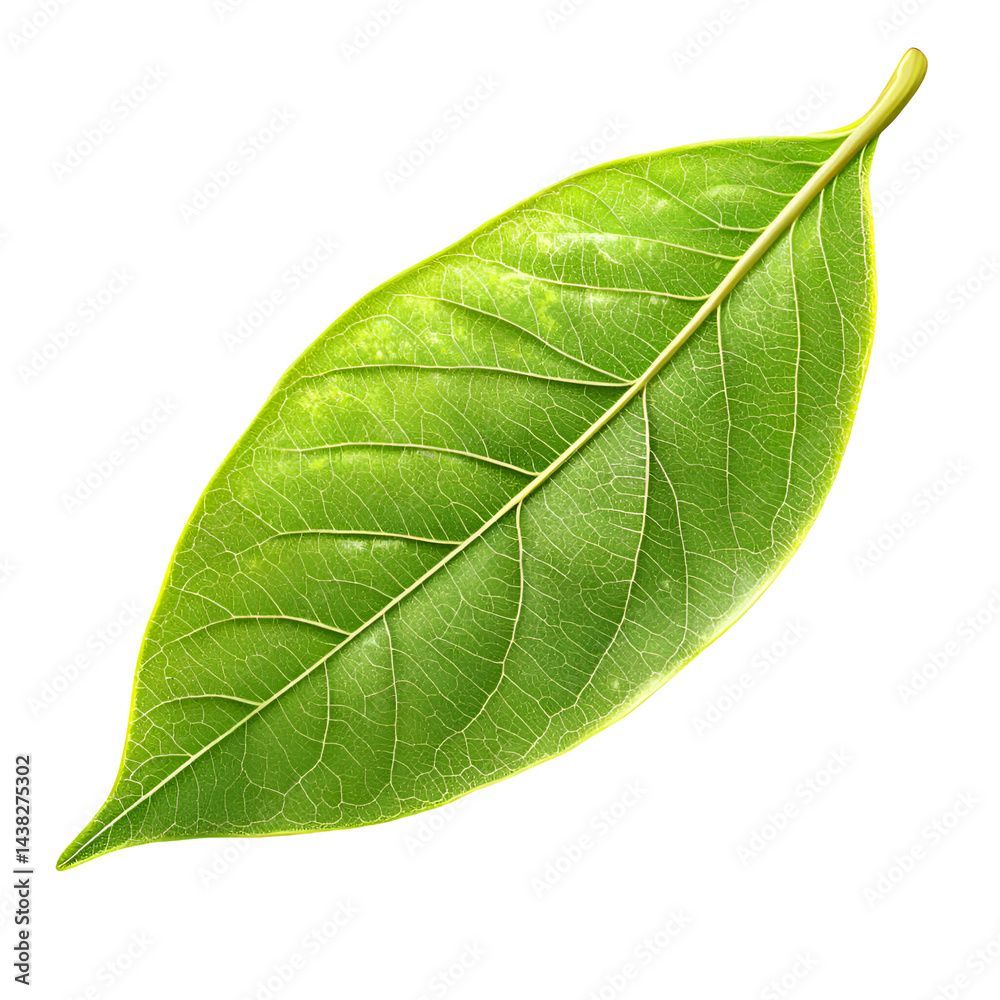 Fototapeta premium Single vibrant green leaf closeup