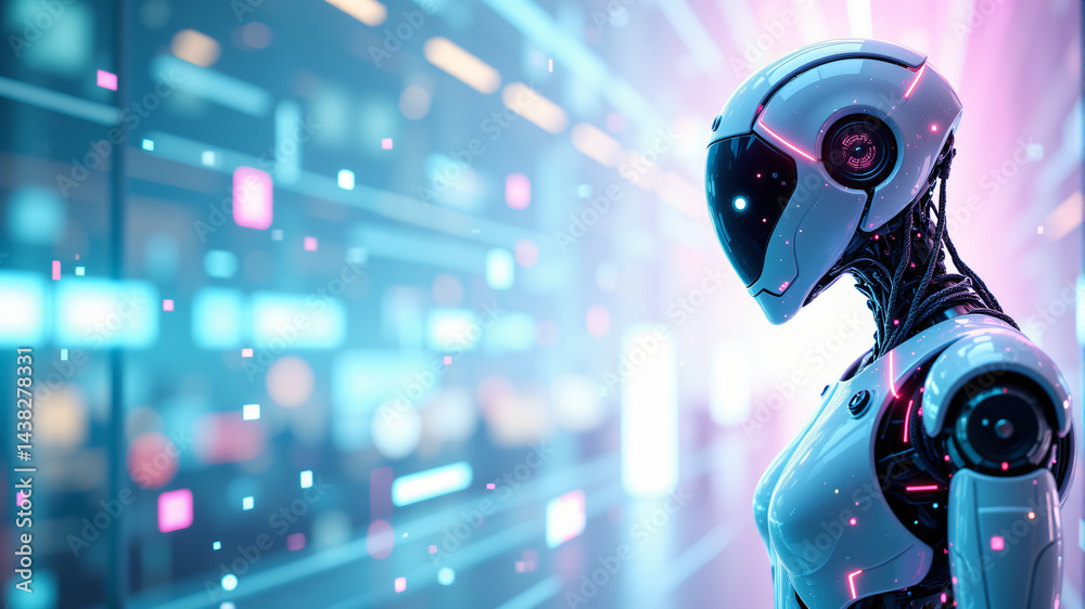 Futuristic Robot in a Digital World Futuristic Robot in a Digital World