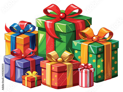 chrisms gift boxes vector illustration