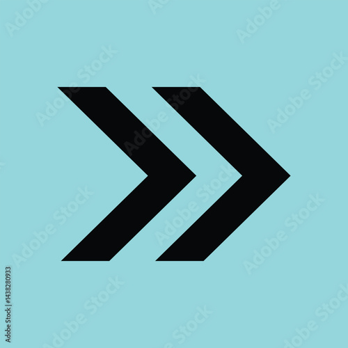Double Forward Arrow Symbol Vector Icon