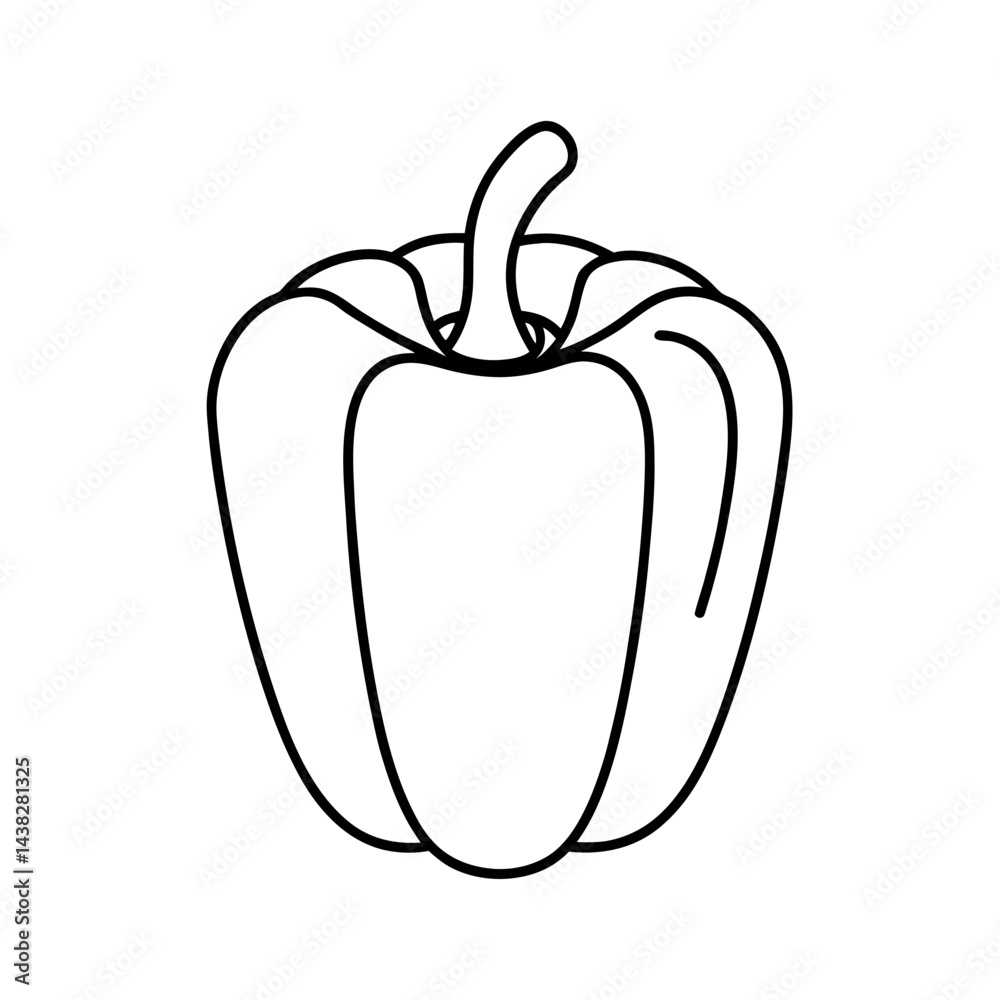Bell Pepper Outline Sketch Vector Bell Pepper Outline Sketch Vector