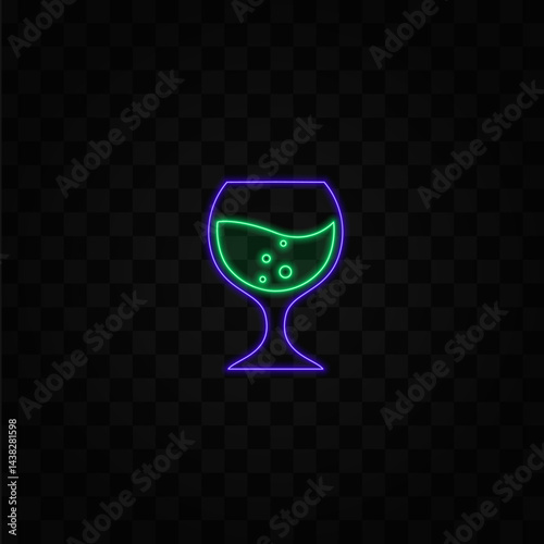 Martini glass icon. neon style. Bartender icon set