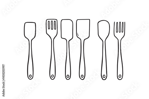 Spatula set line art