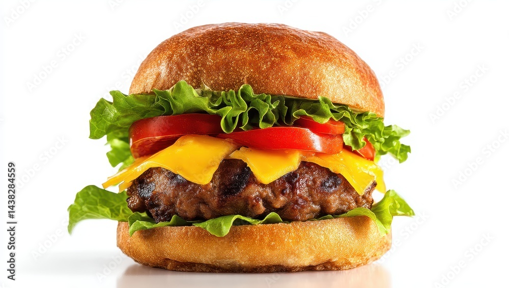 Juicy Cheeseburger with Lettuce, Tomato, and Cheese Juicy Cheeseburger with Lettuce, Tomato, and Cheese